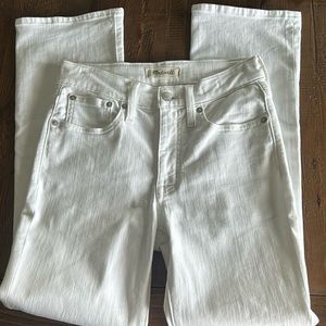 Women's Madewell Mid-Rise Kick Out Crop Jeans, Pure White, size 25